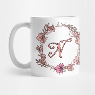 Letter N Rose Pink Initial Monogram - Letter n Mug